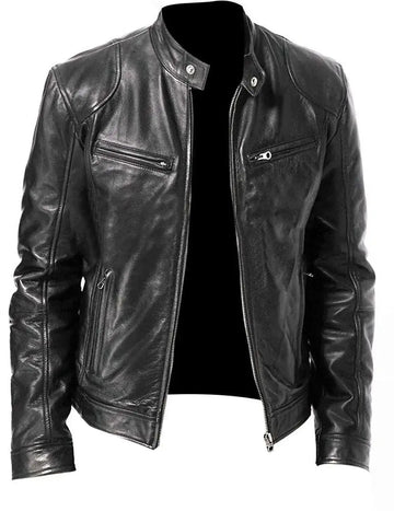 men pu leather jacket | slim fit leather jacket | fashionable mens outerwear | energy saving