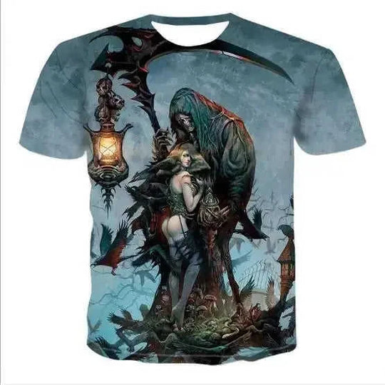 d printed skull t-shirt | premium cotton blend fabric | oversized graphic tee | ultrasonic cleaning
