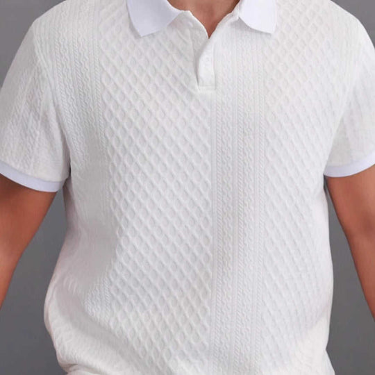 Jacquard Polo Tee — Men's Regular Fit Everyday Knit Shirt