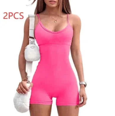 high-waisted yoga romper | moisture-wicking sportswear | seamless workout jumpsuit | ultrasonic cleaning