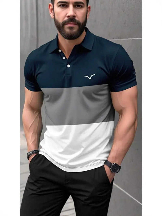 Men's 3D-Printed Short-Sleeve Polo Shirt - Bold Graphic Button-Up Top - Meifu Market