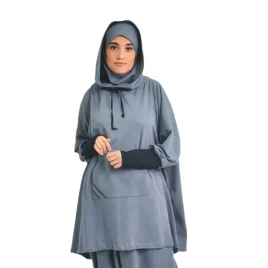 womens 2 piece tracksuit set | fleece loungewear set with pockets | hooded sweatshirt and jogger pants | energy saving