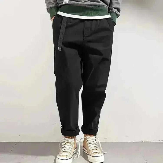 japanese cotton blend pants | loose tapered fit | high waist trousers | ultrasonic cleaning