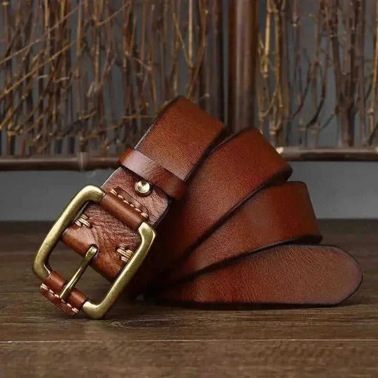 cowhide leather belt | solid brass buckle | adjustable belt for men | ultrasonic cleaning