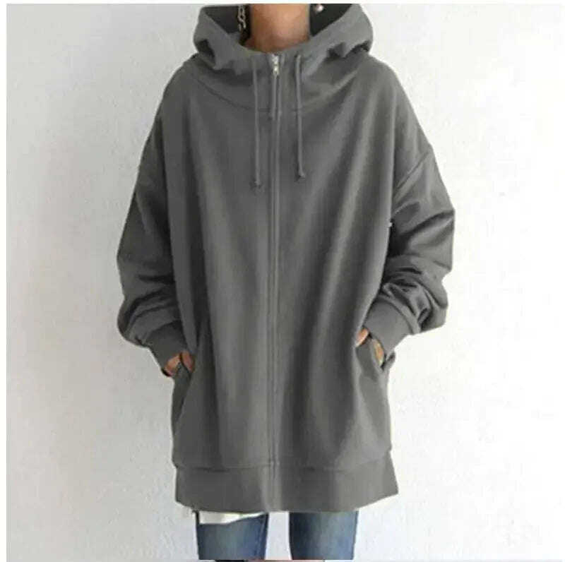 Women's Oversized Hooded Coat - Loose Fit Velvet Sweatshirt S-5XL Meifu Market