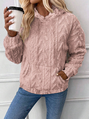 Women's Pullover Jacquard Hooded Loose Fleece Sweatshirt Meifu Market
