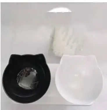 Non Slip Double Cat Bowl With Raised Stand Pet Food Cat Feeder Protect Cervical Vertebra Dog Bowl Transparent Pet Products...