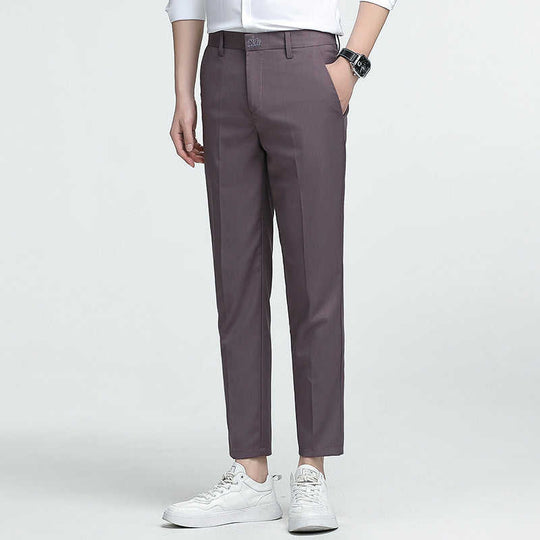 Men's Slim Straight Dress Pants | Polyester Stretch Business Trousers - Meifu Market