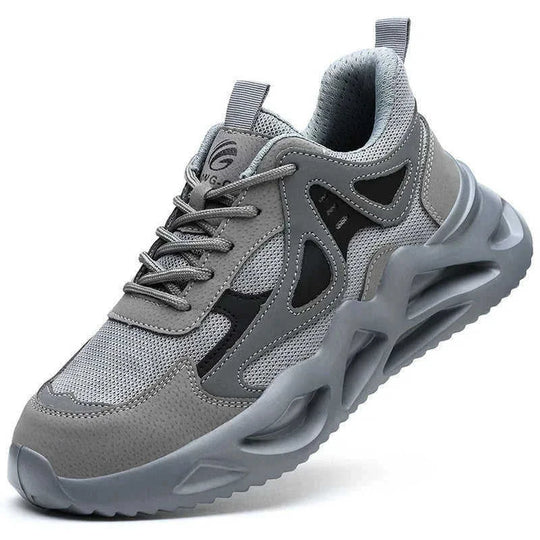 safety toe work shoes | lightweight steel toe boots | breathable mesh work footwear | ultrasonic cleaning