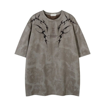 retro thorn embroidery t-shirt | vintage american summer shirt | cotton blend short sleeve tee | ultrasonic cleaning