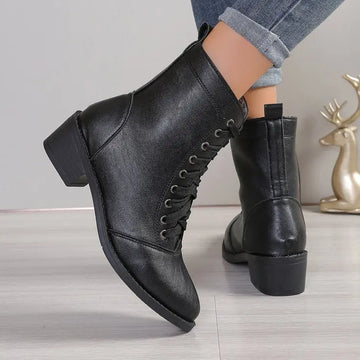 British Style Women's Casual Trend High-top Zipper Fashion Leather Boots Meifu Market