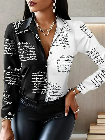 2025 New Women's Shirt Fashion Casual Colorful Long Sleeve Shirt Flower Printed Top Loose Neck Sexy T-shirt Fashion Meifu Market