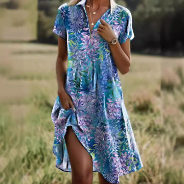 summer polka dot dress | casual v-neck dress | short sleeve summer dress | ultrasonic cleaning