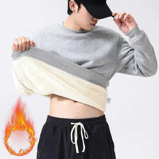 warm fleece pullover sweater | heavyweight fleece sweatshirt | solid color mens sweater | ultrasonic cleaning
