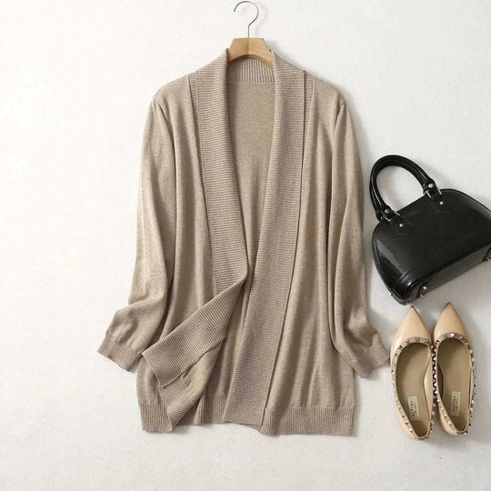 soft cashmere blend cardigan | loose fit long sleeve coat | lightweight knitted sweater | energy saving