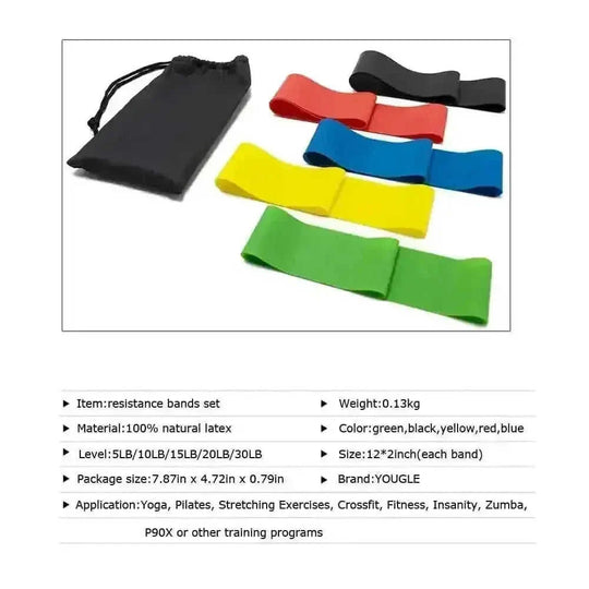 heavy-duty latex resistance bands | 5-level resistance set | home gym equipment | ultrasonic cleaning