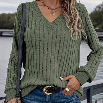 Women's Long Sleeve Blouses Shirts With Ribbed Knit Work Office Basic Tops Meifu Market