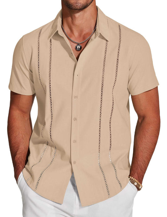Men's Hawaiian Print Short Sleeve Lapel Shirt - Meifu Market