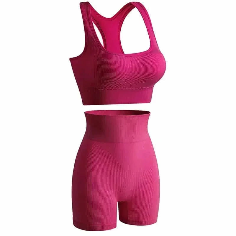 wireless sports bra and shorts set | moisture-wicking fabric | high-impact support bra | ultrasonic cleaning