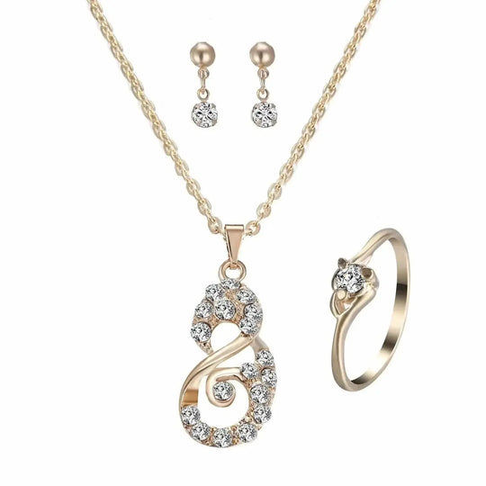 rhinestone heart pendant set | sterling silver jewelry set | cubic zirconia heart necklace | energy saving