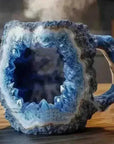400ml Resin Crystal Coffee Mug - Elegant Mineral Design with Handle - view 25 (pattern: check)