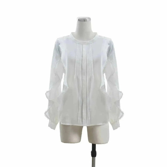 french linen shirt | loose fit blouse | lace trim top | energy saving
