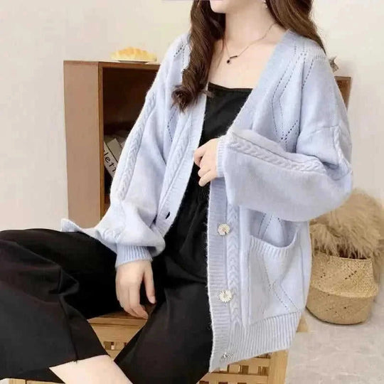 Cashmere jacket vintage knitted sweater cardigan - Meifu Market