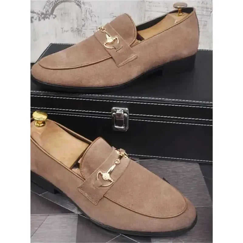 Men's Breathable Genuine Leather Slip-on Trendy Beanie Shoes Light Luxury Suede Leather Lazy Shoes Meifu Market