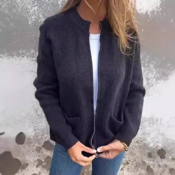 New Solid Color Casual Coat Zipper Sweater Cardigan Meifu Market