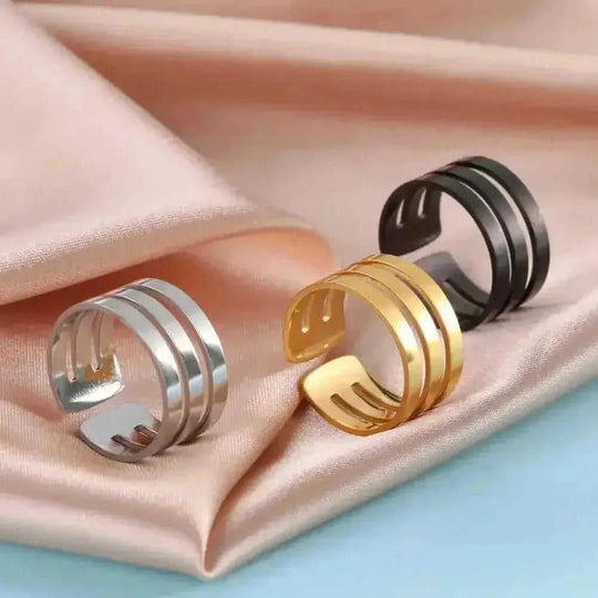 stainless steel adjustable ring | unisex geometric ring | titanium steel minimalist ring | ultrasonic cleaning