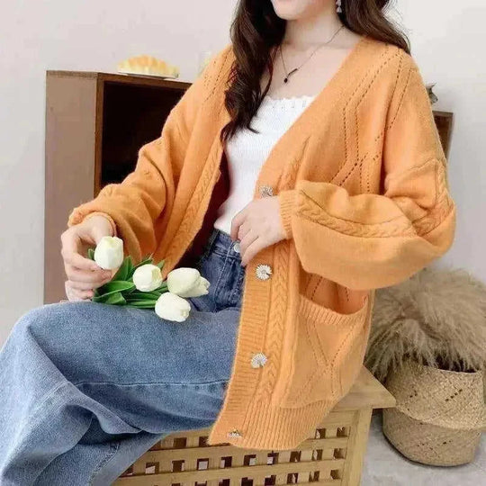 Cashmere jacket vintage knitted sweater cardigan - Meifu Market