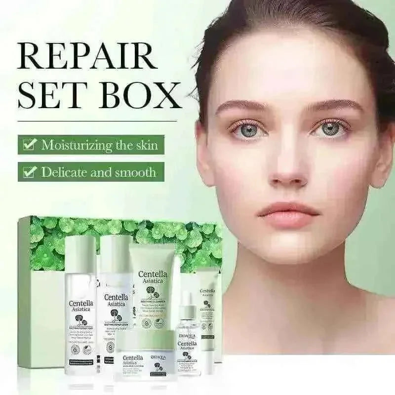 Centella Asiatica Skin Care Set 6-Piece - Hydrating Cleanser Toner Cream Bundle
