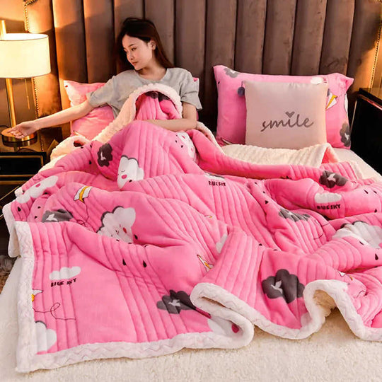Cashmere Three-layer Blanket Thickened Warm Feather Silk Blanket Meifu Market