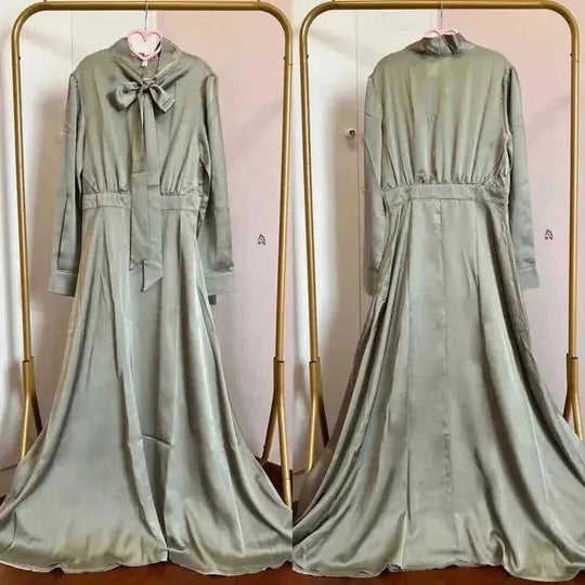long sleeve maxi dress | breathable cotton hijab dress | plus size modest fashion | ultrasonic cleaning