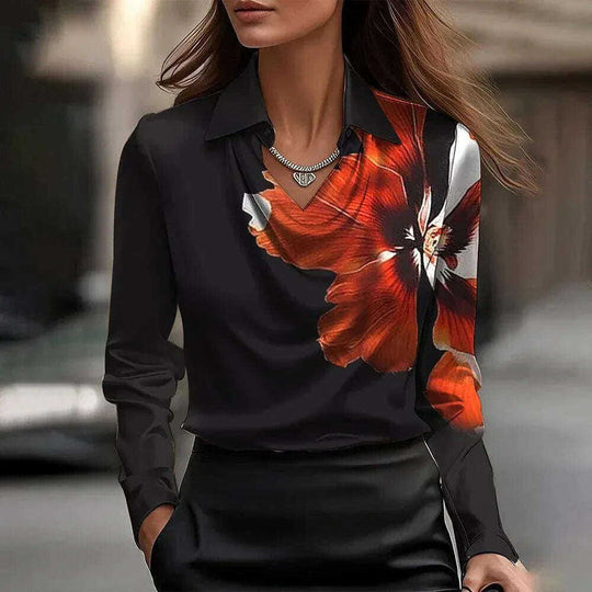 Women's Swing Collar Draped Shirts & Blouses Elegant Solid Satin Office Ladies Top Pullover Spring Long Sleeve Casual Tops Meifu Market