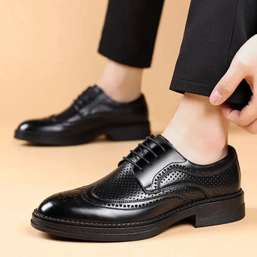 Hollow Leather Shoes Men's Business Formal Wear Casual Meifu Market