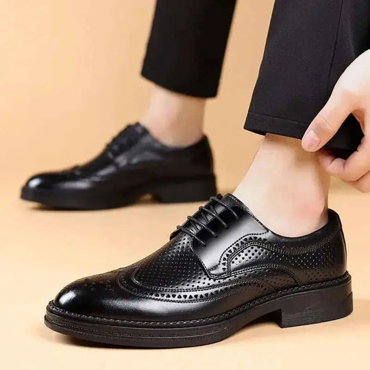 Hollow Leather Shoes Men's Business Formal Wear Casual Meifu Market