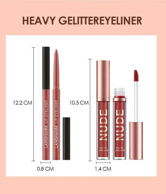 Lip Liner And Lipstick Makeup 12 Pcs Set 6 Matte Lipstick 6 Lip Liner Pens Waterproof Long Lasting Matte Lipstick Beauty C...