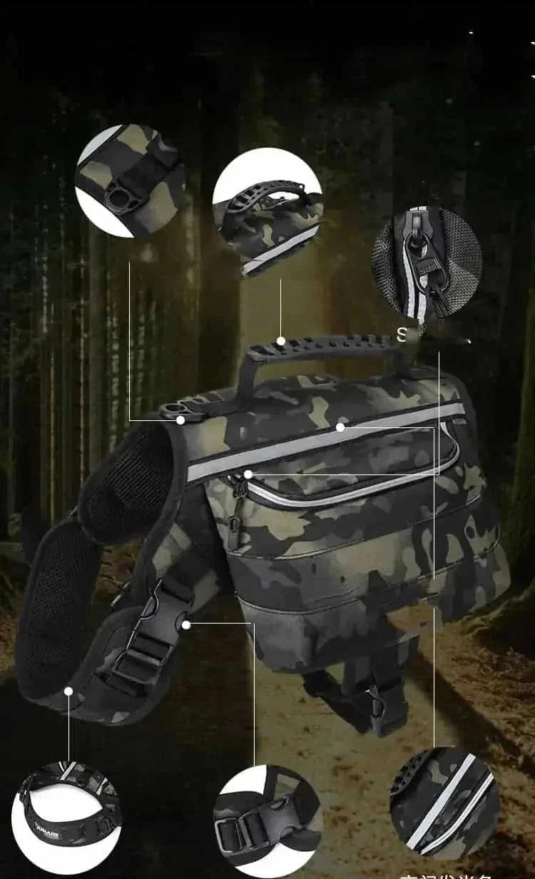 heavy-duty nylon dog backpack | large dog carrier for hiking | spacious dog backpack for camping | ultrasonic cleaning