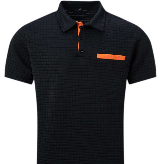 Plaid Jacquard Polo — Loose Fit Slit-Hem Shirt for Active Days