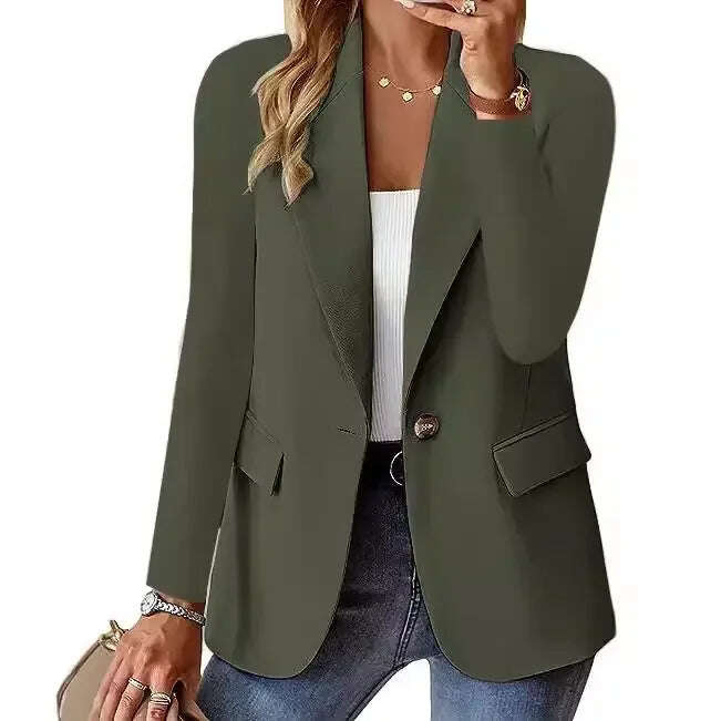 Fashion Casual Women Blazer Long-sleeved Solid Color Casual Cardigan Small Suit Jacket For Women Elegant Office Lady Outerwear Meifu Market