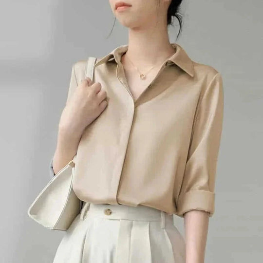 vintage satin button down shirt | oversized checkered blouse | lightweight satin shirt | energy saving