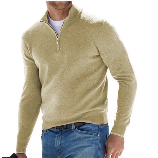 Men's Fashion Casual Long Sleeve V-neck Cashmere Zipper Top XS - men's fashion casual long sleeve v-neck cashmere zipper t...
