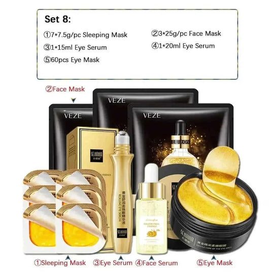 sakura-infused whitening cream | 24k gold anti-aging serum | complete facial skincare kit | energy saving