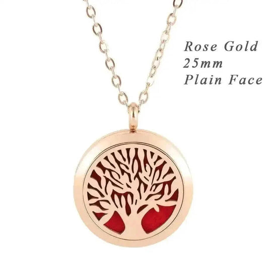 stainless steel pendant necklace | tree of life diffuser necklace | essential oil jewelry for women | energy saving