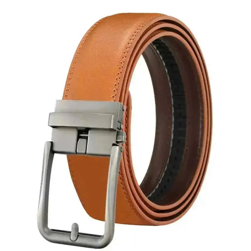 genuine leather belt | automatic buckle mechanism | stainless steel buckle | energy saving
