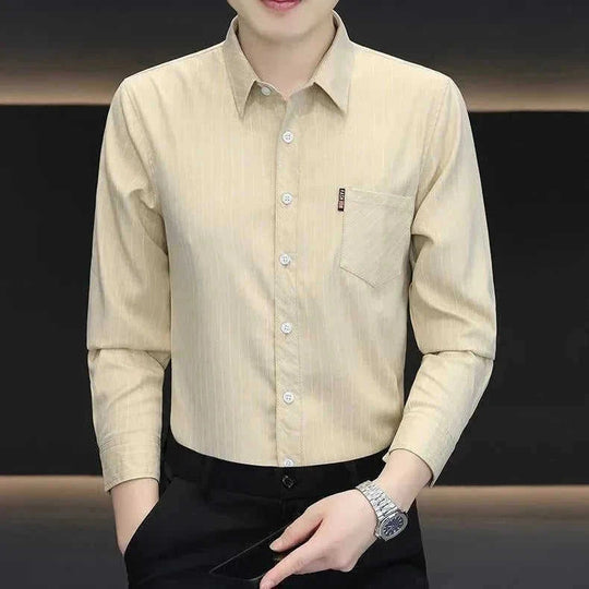 striped slim fit shirt | cotton blend fabric | long sleeve casual shirt | ultrasonic cleaning