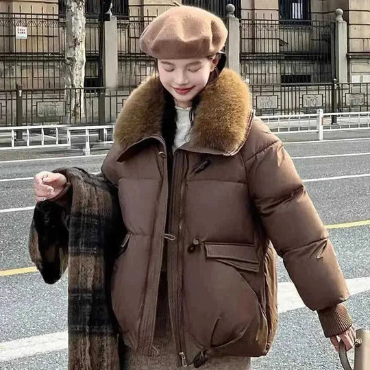 korean wool blend puffer jacket | oversized fit winter coat | lightweight thermal insulation | energy saving
