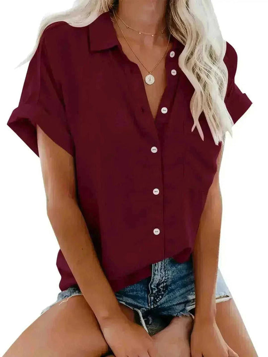 polyester v-neck shirt | white work shirt with pockets | durable polyester fabric | ultrasonic cleaning
