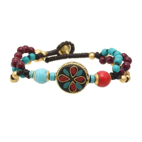 elastic turquoise bracelet | adjustable boho bangle | vintage tribal jewelry | energy saving